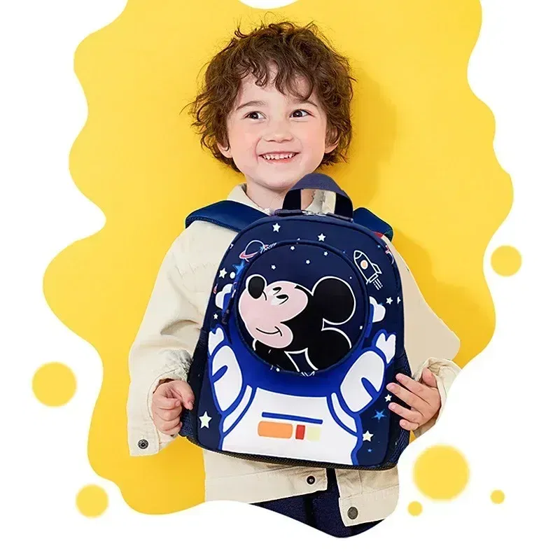 Color: Blue - Disney Mickey Children's Anti-lost Small Schoolbag Kindergarten Traction Rope Small Backpack Cartoon Children's Backpack