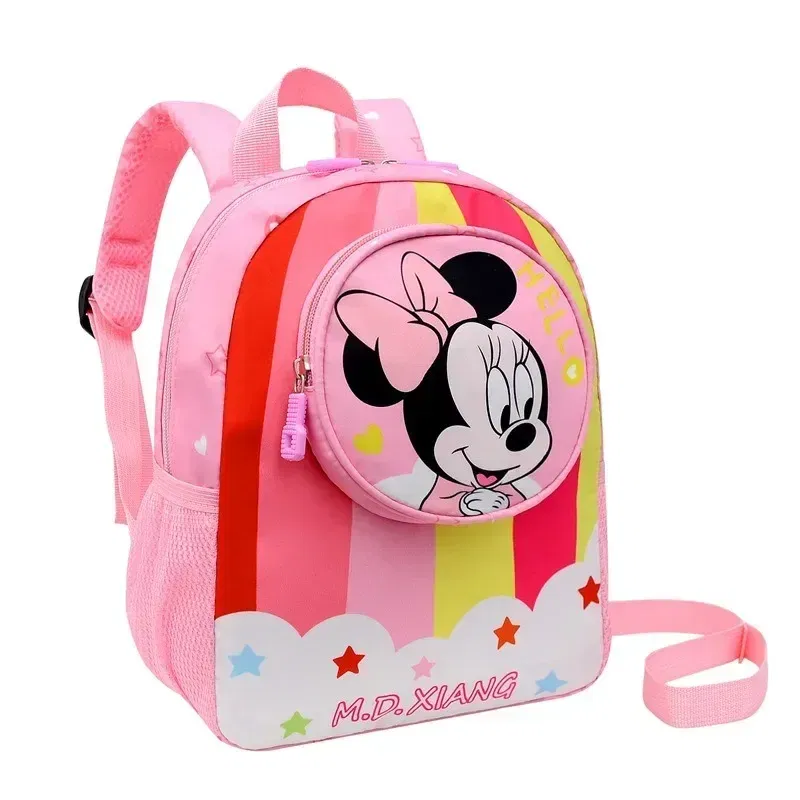 Color: Blue - Disney Mickey Children's Anti-lost Small Schoolbag Kindergarten Traction Rope Small Backpack Cartoon Children's Backpack