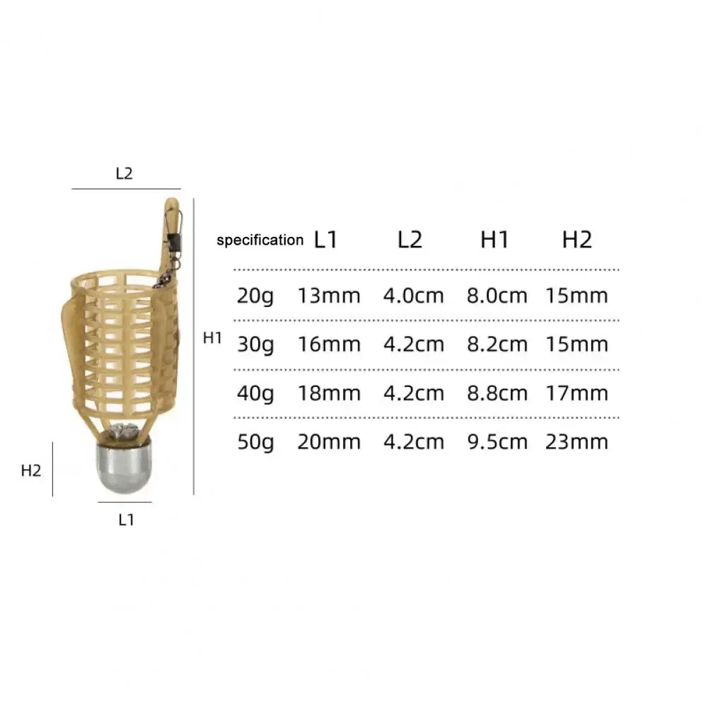 Color: Brown - 20/30/40/50g Outdoor Fishing Feeder Bait Cage Lure Holder Sinker Basket Feeder Bait Basket