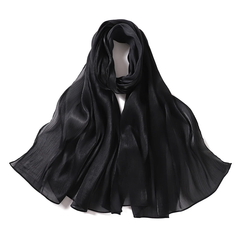 Color: Light Coffee - Solid Luxury Fashion Women Hijab Scarf Long Silk Soft Slippy Comfortable Scarves Shawl Muslim Neckerchief Outdoors Bandanna