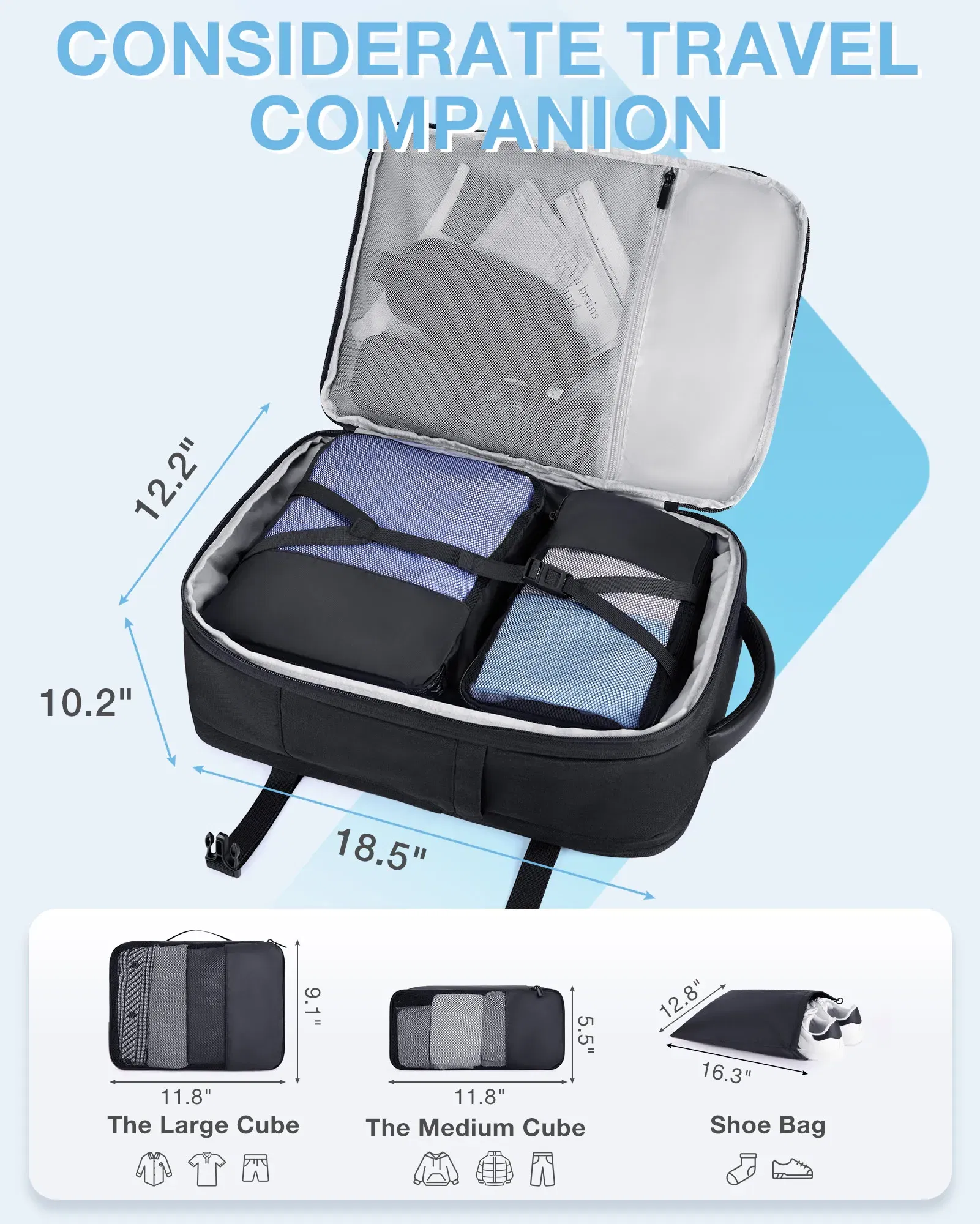 Color: black, Size: 12 inches, Ships From: CHINA - BAGSMART 40L Travel Backpack Expandable Laptop Bag Waterproof Multifunctional School Business Bag luggage Bags Suitcases travel