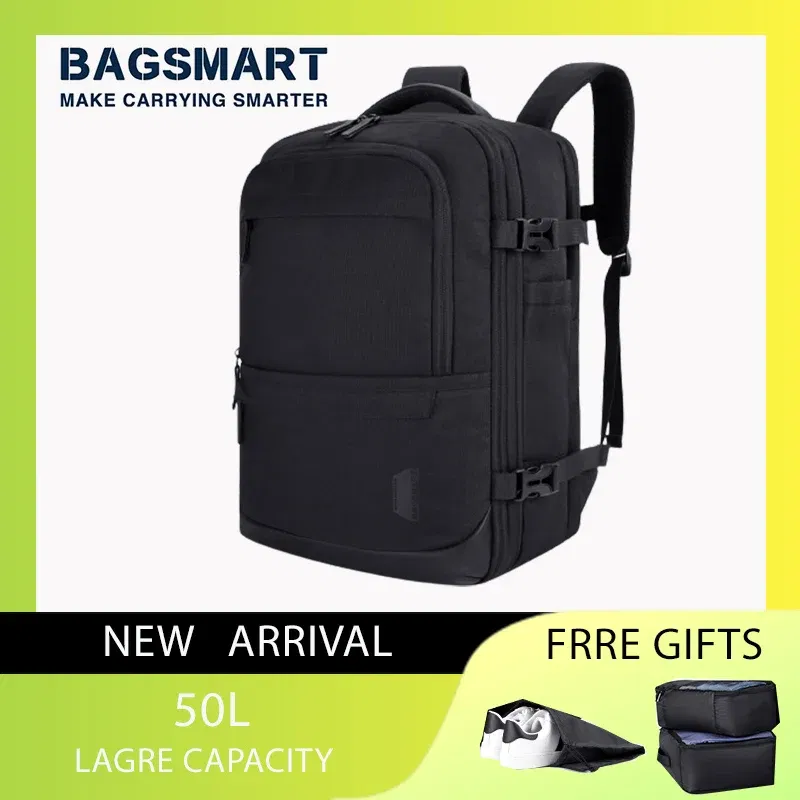 Color: black, Size: 12 inches, Ships From: CHINA - BAGSMART 40L Travel Backpack Expandable Laptop Bag Waterproof Multifunctional School Business Bag luggage Bags Suitcases travel