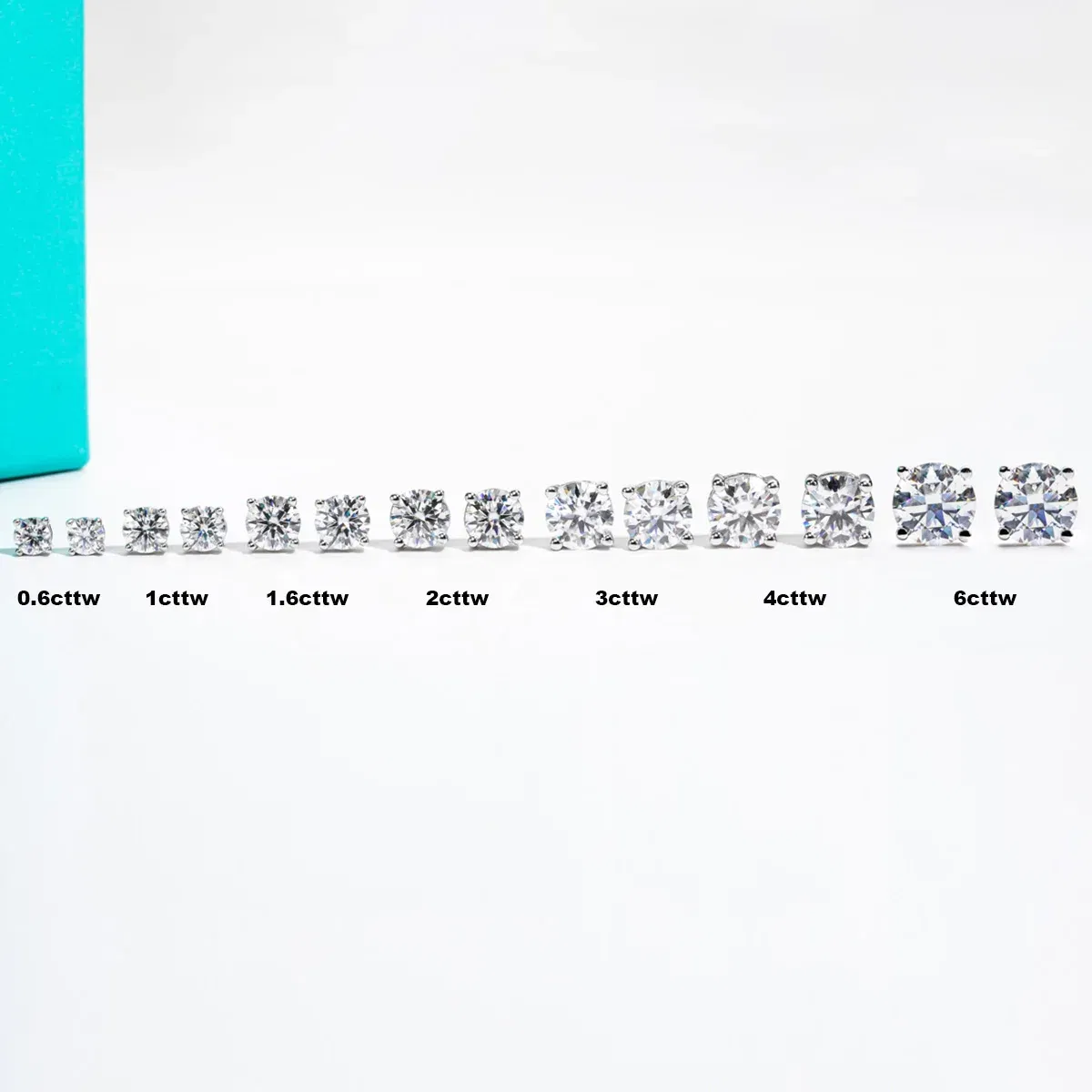 Gem Color: Champagne, Ships From: CHINA - AnuJewel 10k Gold 4/3/2/1.6/1/0.6ct Moissanite Stud Earrings For Women Real 10K Gold Post Anti-allergy Men Earrings Jewelry