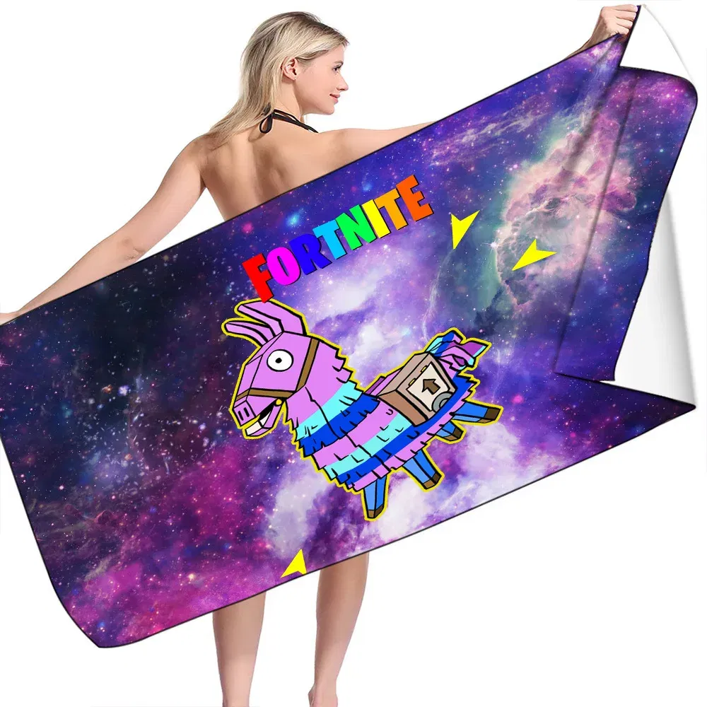 Color: DEEP BLUE, Size: 12cm - Fortnite Children Microfiber Bath Towel Boy Girl Soft Wearable Cartoon Bathing Beach Spa Bathrobe Wash Clothing
