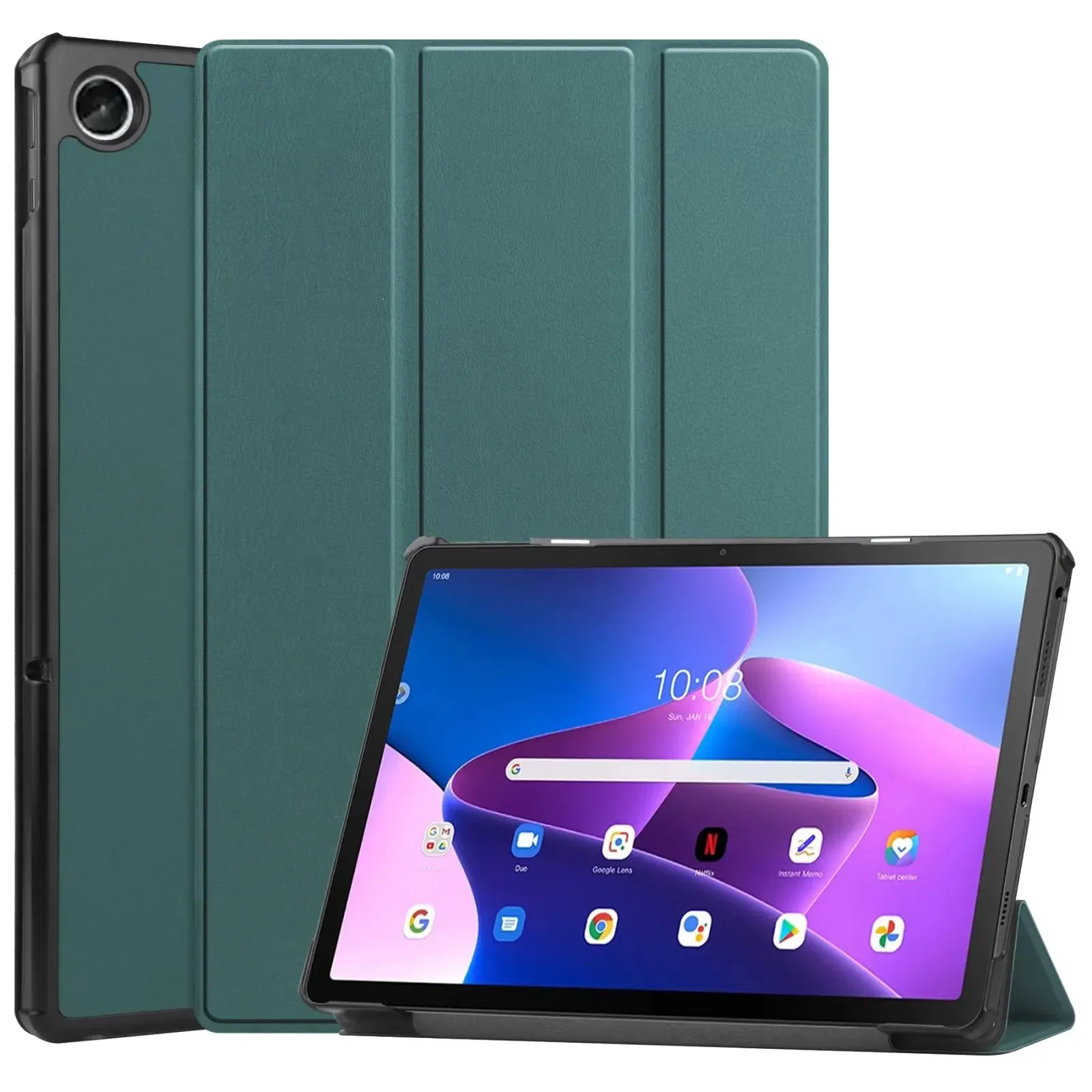 Color: Gold, Size: eleven, Ships From: CHINA - For Lenovo Tab M10 HD 2nd Gen Case TB-X306F X306X Tri-Fold Stand Wake/Sleep Magnetic Protective Shell PU Leather Tablet Cover