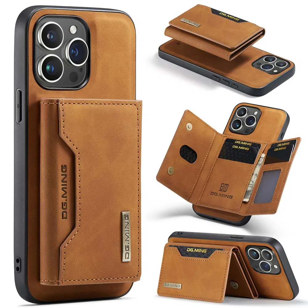 Color: Beige, Material: Nylon - 2 In 1 Case For iPhone 16 15 14 13 12 11 Pro Max Plus XS Max XR 8 Plus SE 2022 Wallet Magnetic Leather Card Holder Pocket Cover