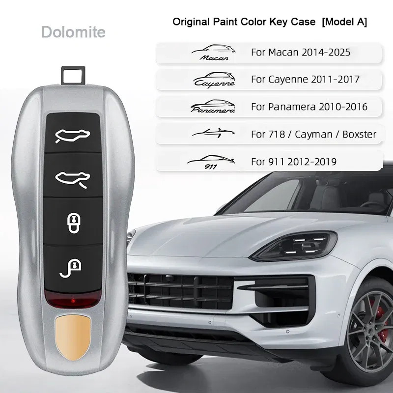 Color Name: Orange - For Porsche Cayenne 9ya 9yb Panamera 971 911 Targe Taycan Macan 95b Cayman 718 Boxster 2014-2025 Car Remote Smart Key Case Cover