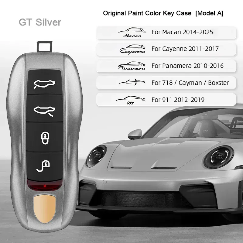 Color Name: Orange - For Porsche Cayenne 9ya 9yb Panamera 971 911 Targe Taycan Macan 95b Cayman 718 Boxster 2014-2025 Car Remote Smart Key Case Cover