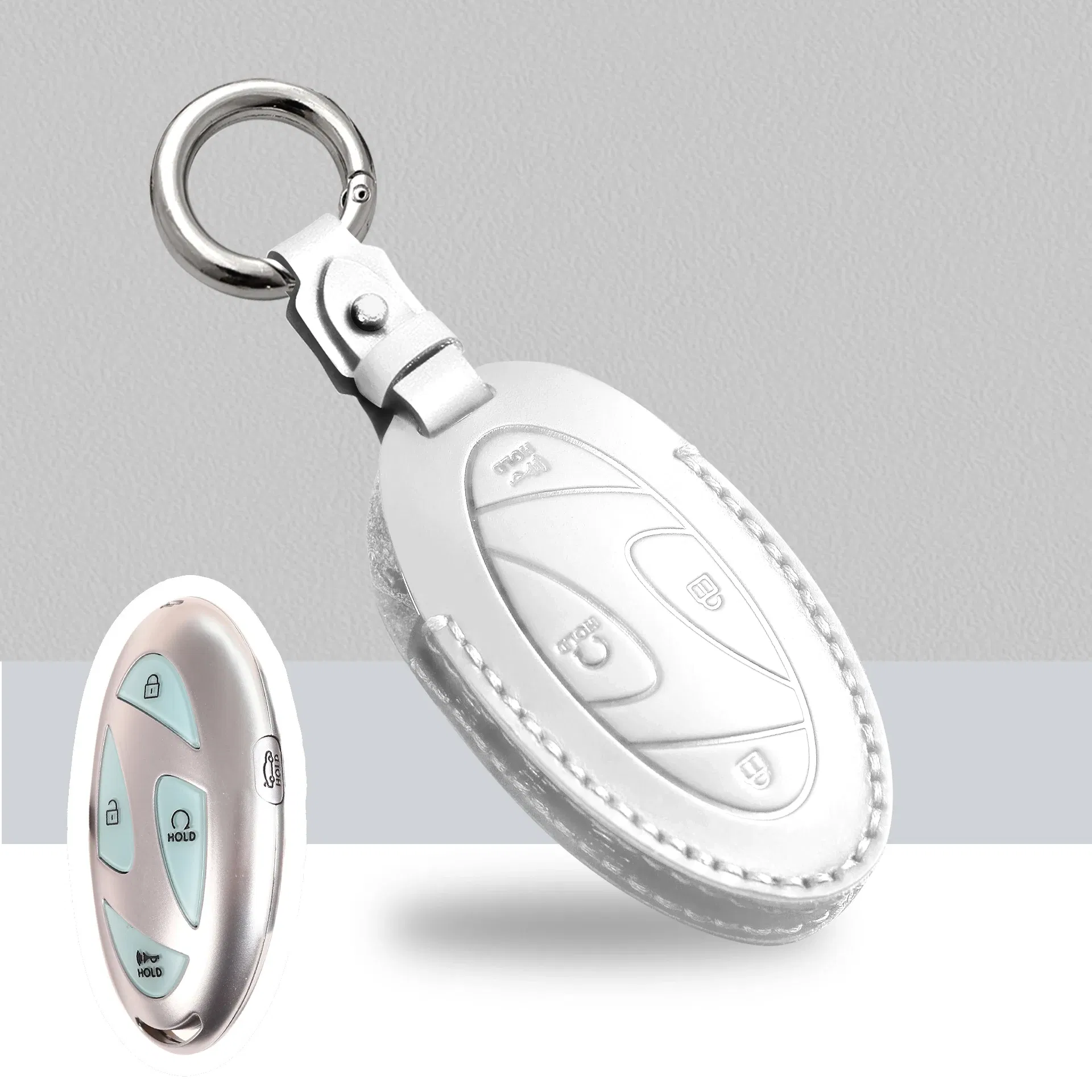 Color Name: Black - Car Leather Key Case Cover Holder For Hyundai Ionic 6 Grandeur GN7 Kona Ev New Grand Prix 5Buttons Romote Key 2023 Car Supplies