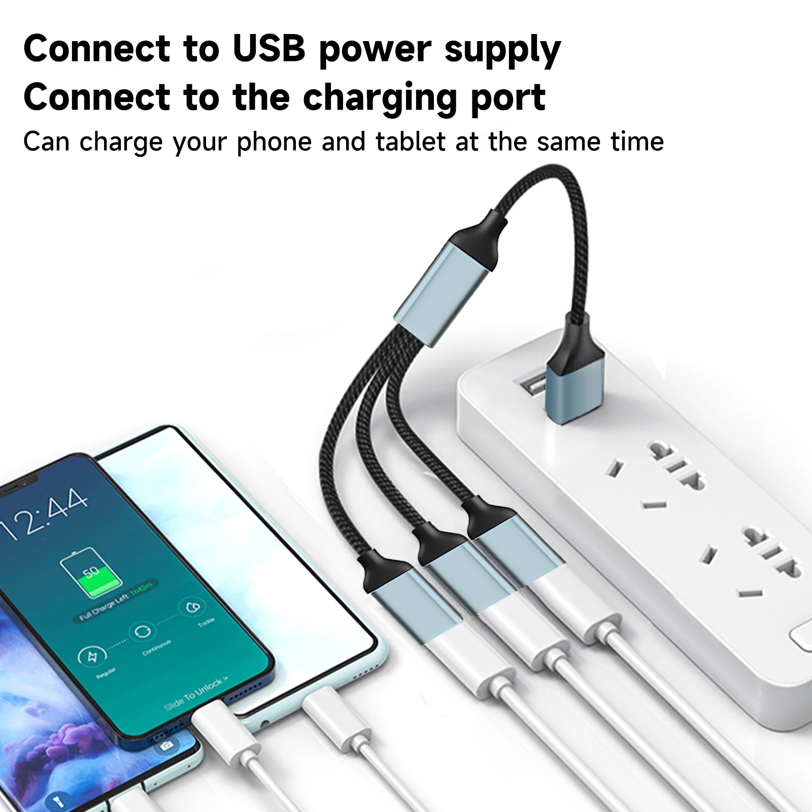 Color: GRAY - USB Splitter Cable 1 in 3 Out,USB-A expansion hub, multi USB port expansion converter for Car, PC