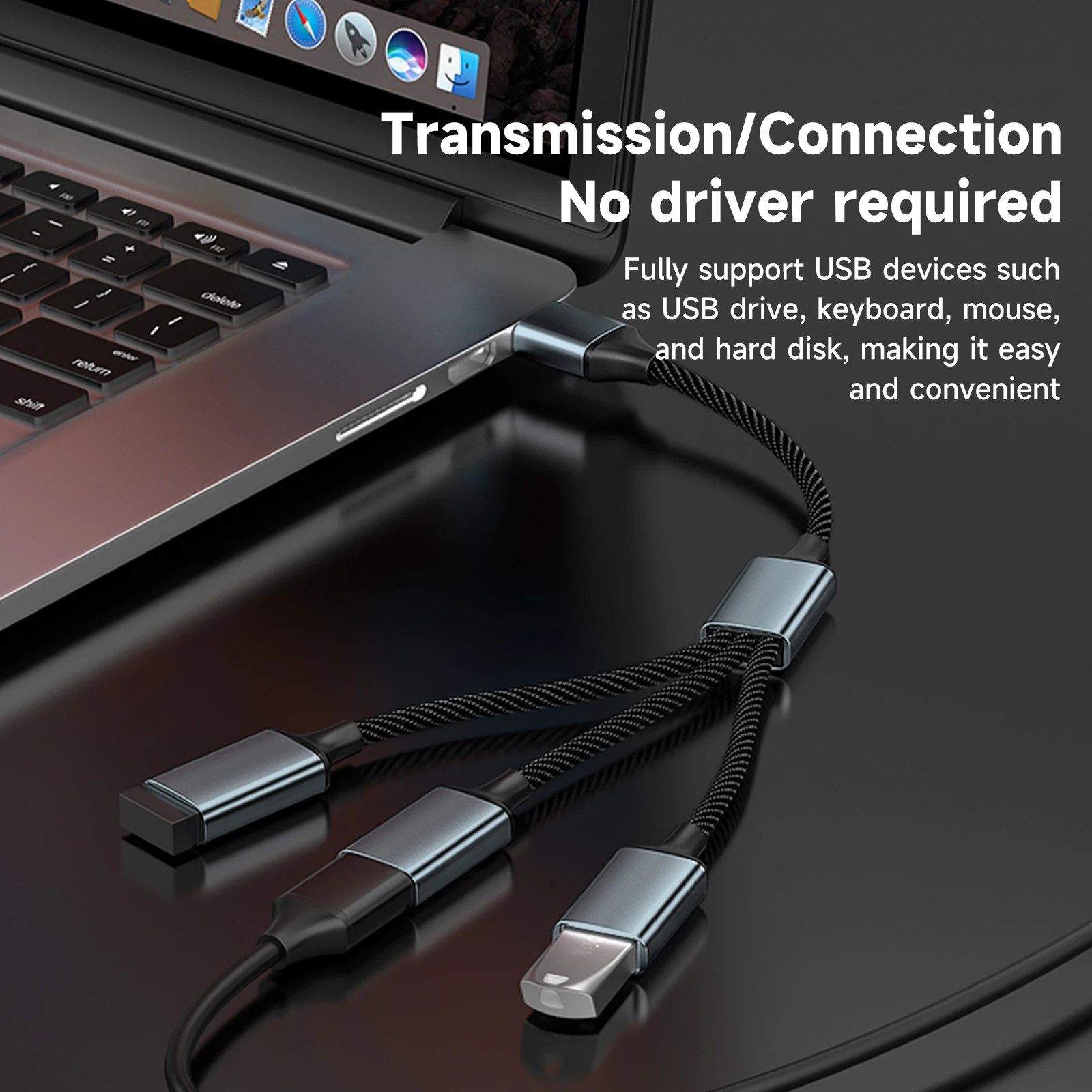 Color: GRAY - USB Splitter Cable 1 in 3 Out,USB-A expansion hub, multi USB port expansion converter for Car, PC