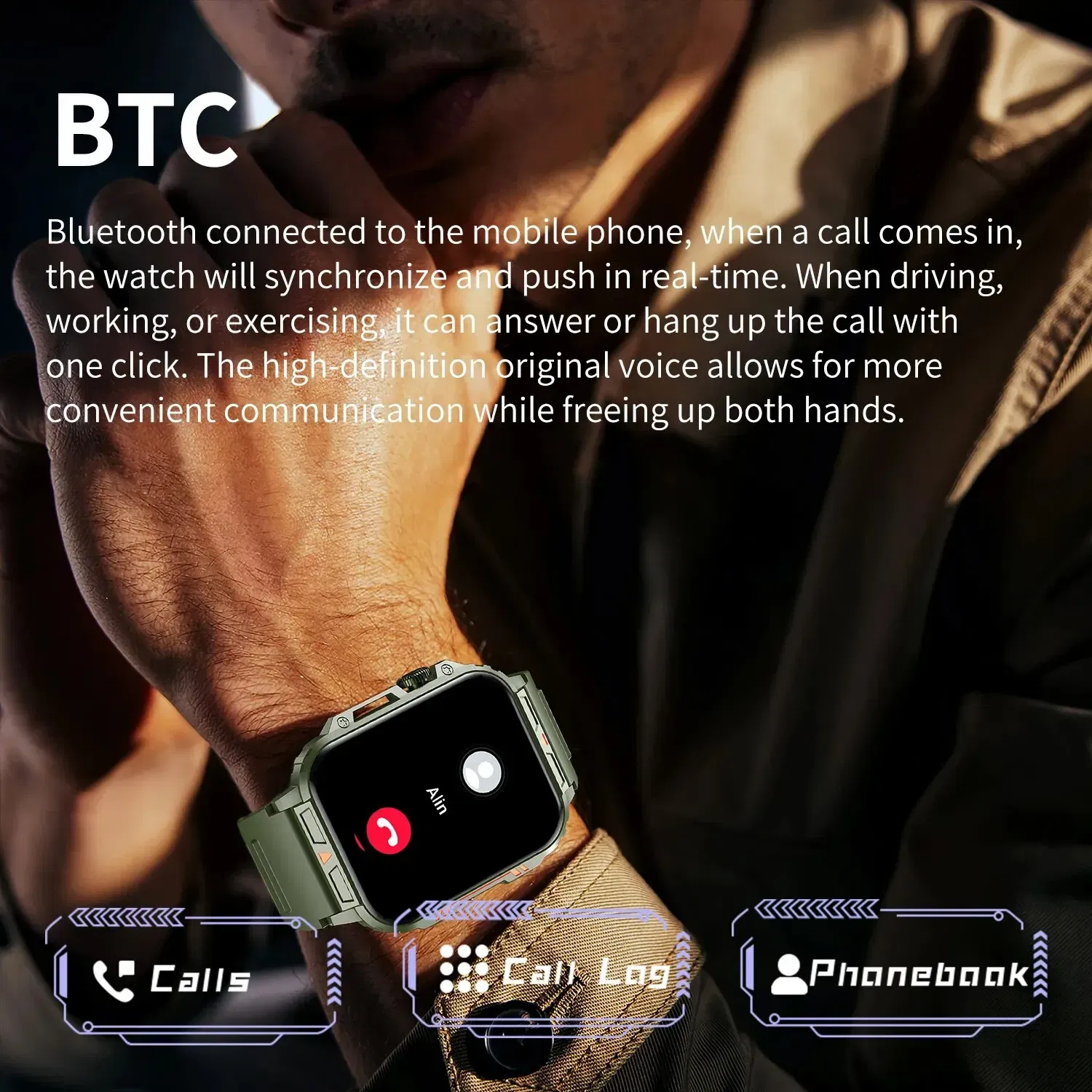 Color: WHITE - MISIRUN Outdoor Sports Smart Watch 1.95" HD Screen Bluetooth Call Smartwatch Health Monitoring IP68 Waterproof Fitness Tracker