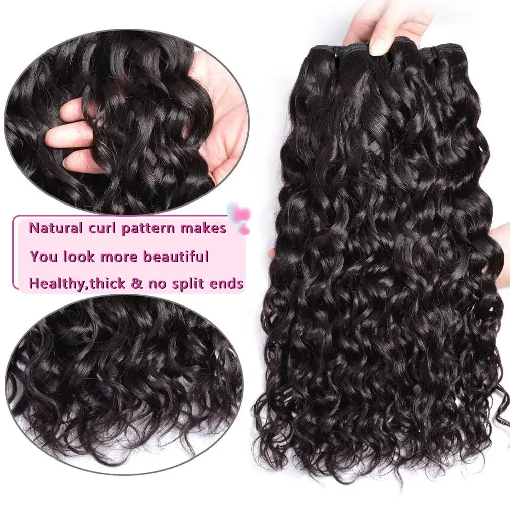 Color: #1, Material Grade: Remy Hair, Longest Hair Proportion: 25%-30%, Ships From: CHINA, Stretched Length: 20 20 20 20 - Water Wave Bundles 10A Peruvian 100% Human Hair Bundles 1 3 4 Bundles Deal Wet And Wavy Curly Hair Extensions