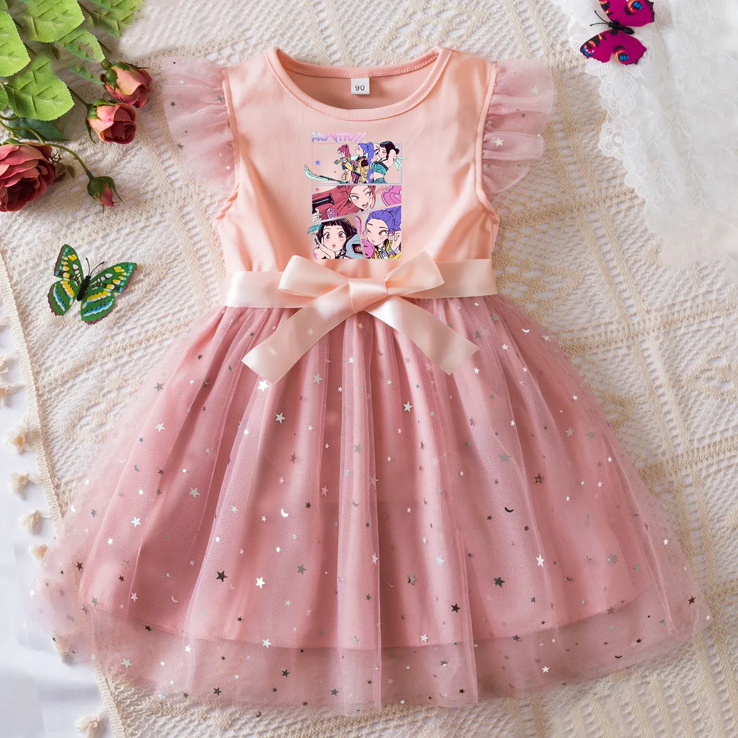 Color: army green, Size: One Size, Height: 176 - KPop Demon Hunters Girls Dress Kids Party Halloween Carnival Birthday Party Clothes Princess Tutu Dresses Costume Children Gift