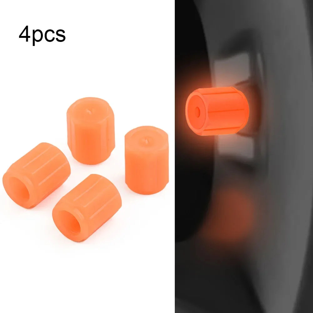 Color: Dark Grey, Ships From: CHINA - 4 PCS/Set Valve Covers Yellow Blue High-quality Luminous Bike Tire Valve Stem Cap Car Tire Valve Cap Orange Pink