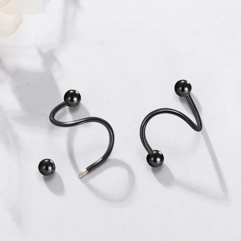 Metal color: Gold-color - Stainless Steel Nose Ring Piercing Horseshoe Spike Septum Piercing Lip Tragus Helix Piercing Body Piercing Ring Hip Hop "S"