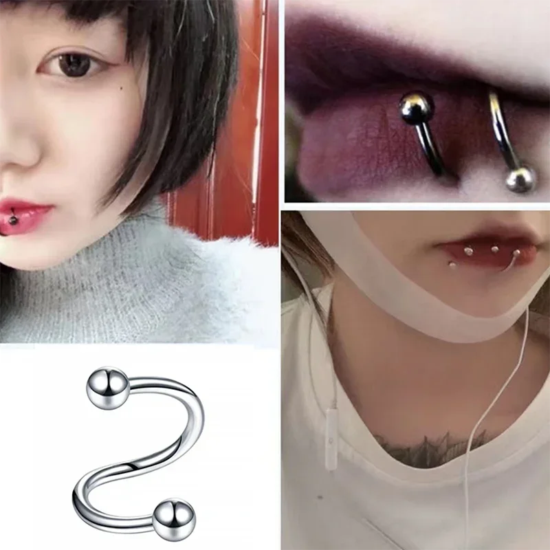 Metal color: Gold-color - Stainless Steel Nose Ring Piercing Horseshoe Spike Septum Piercing Lip Tragus Helix Piercing Body Piercing Ring Hip Hop "S"