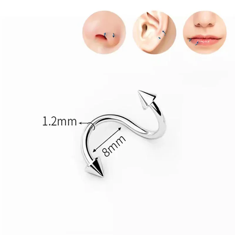 Metal color: Gold-color - Stainless Steel Nose Ring Piercing Horseshoe Spike Septum Piercing Lip Tragus Helix Piercing Body Piercing Ring Hip Hop "S"