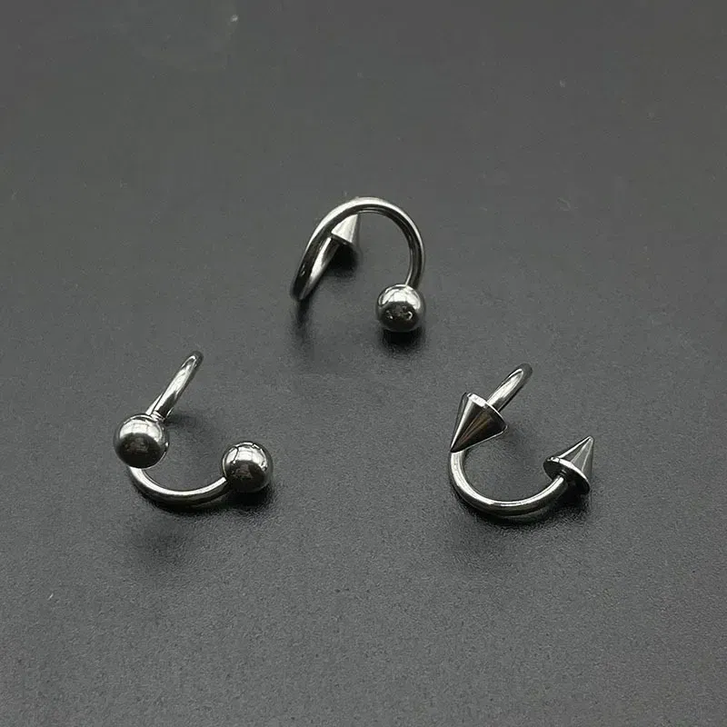 Metal color: Gold-color - Stainless Steel Nose Ring Piercing Horseshoe Spike Septum Piercing Lip Tragus Helix Piercing Body Piercing Ring Hip Hop "S"