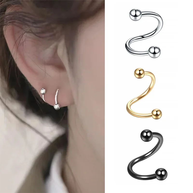 Metal color: Gold-color - Stainless Steel Nose Ring Piercing Horseshoe Spike Septum Piercing Lip Tragus Helix Piercing Body Piercing Ring Hip Hop "S"