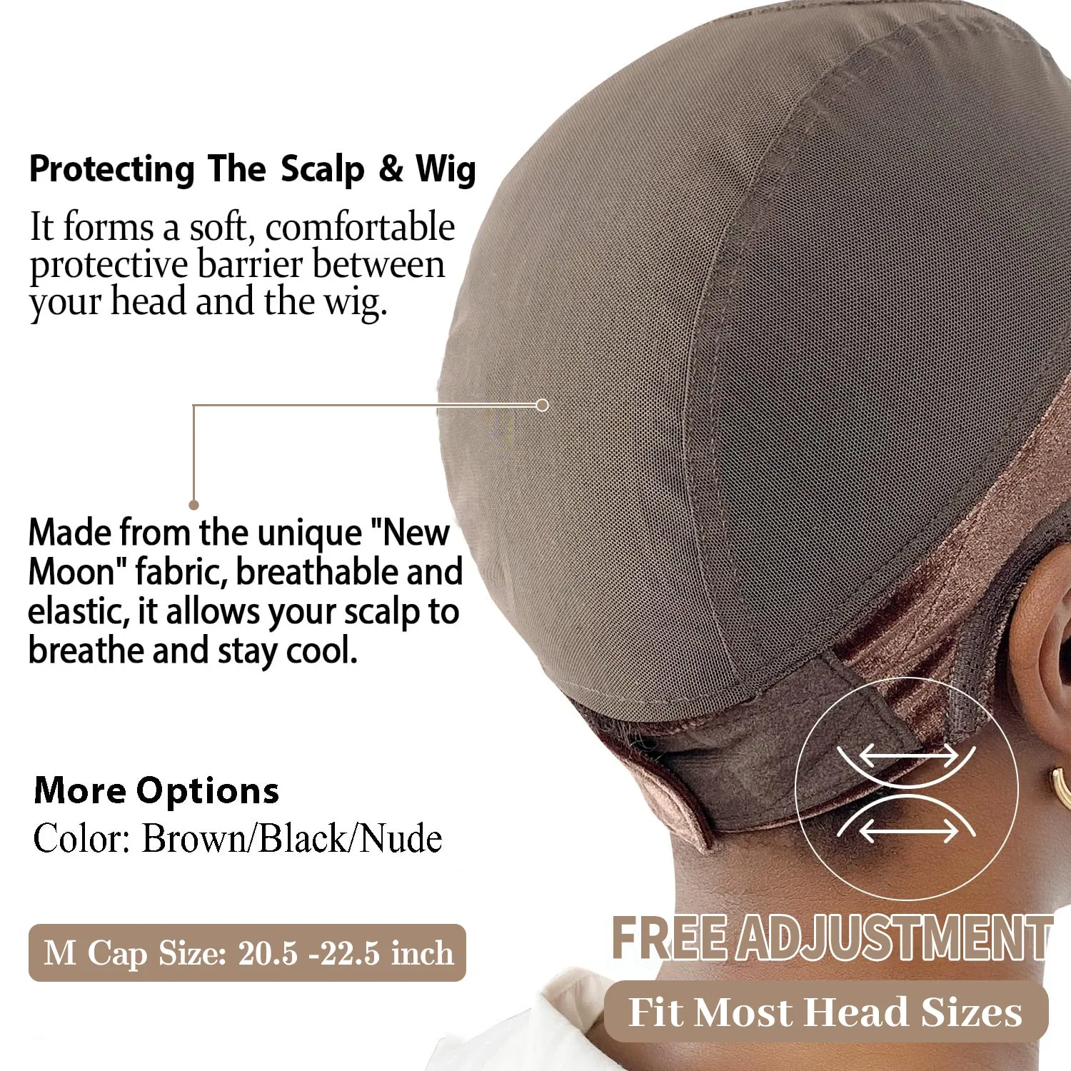 Color: Natural Black - Wig Cap with Grip Band for Keeping Wigs in Place, More Full Cap-wide Transparent Lace for Lace Front Wigs