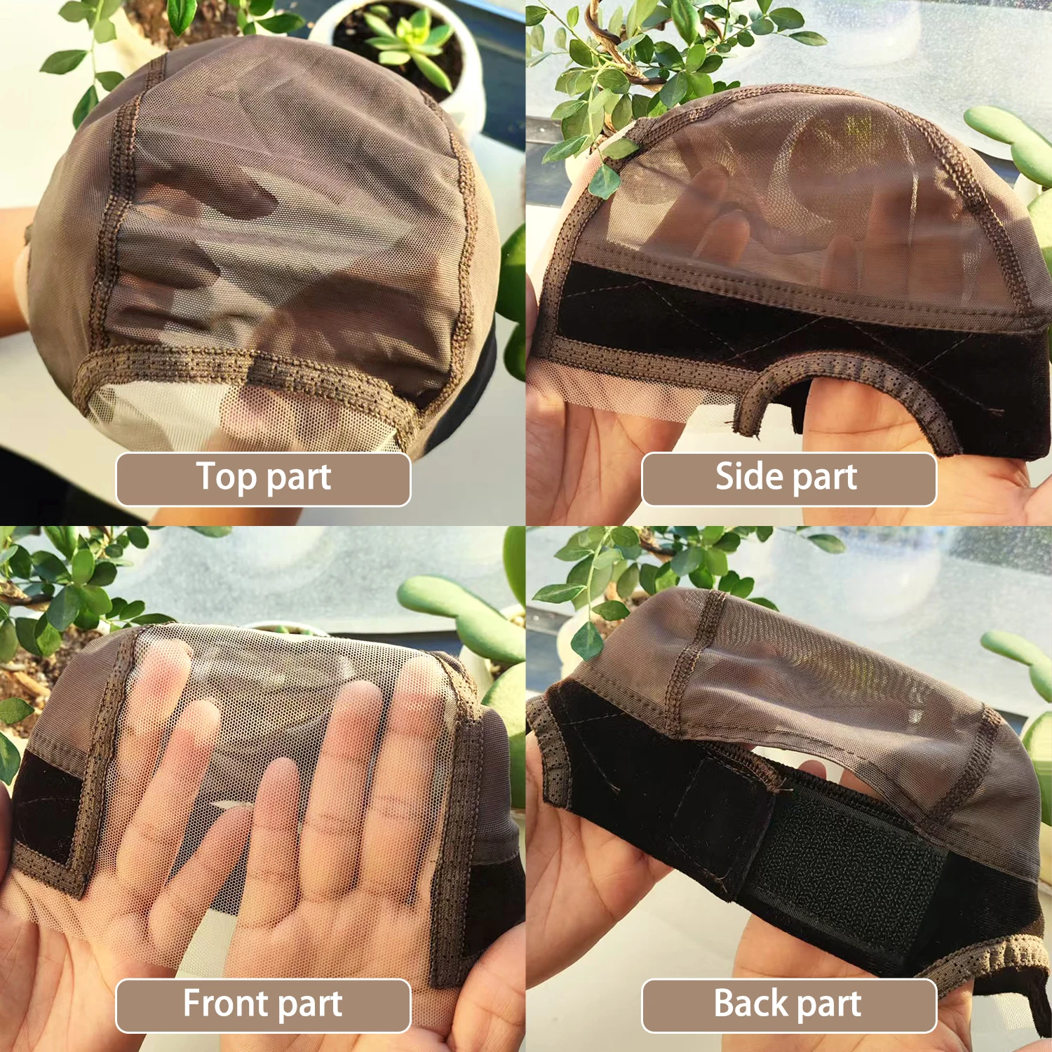 Color: Natural Black - Wig Cap with Grip Band for Keeping Wigs in Place, More Full Cap-wide Transparent Lace for Lace Front Wigs