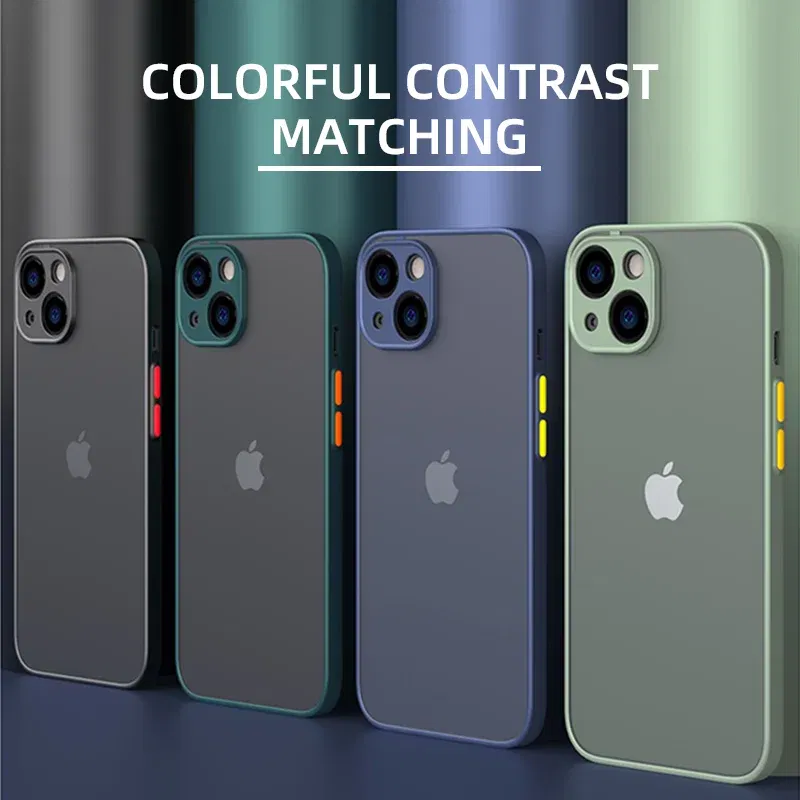 Material: PC, Color: Black Green - Matte Phone Case for IPhone 13 12 11 14 Pro Max Mini Luxury Soft Silicone Shockproof Case for IPhone X XS Max XR 15 7 8 Plus SE