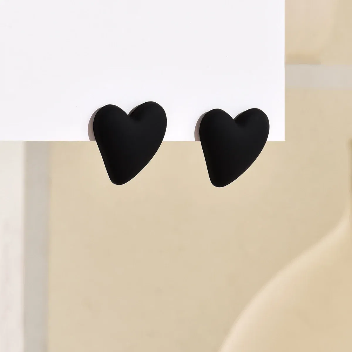 Metal Color: Pure Gold Color - Koean Fashion Candy Color Acrylic Love Eardrop Simple Design Geometric Heart Party Jewelry Earrings Ear Studs All-match EarStuds