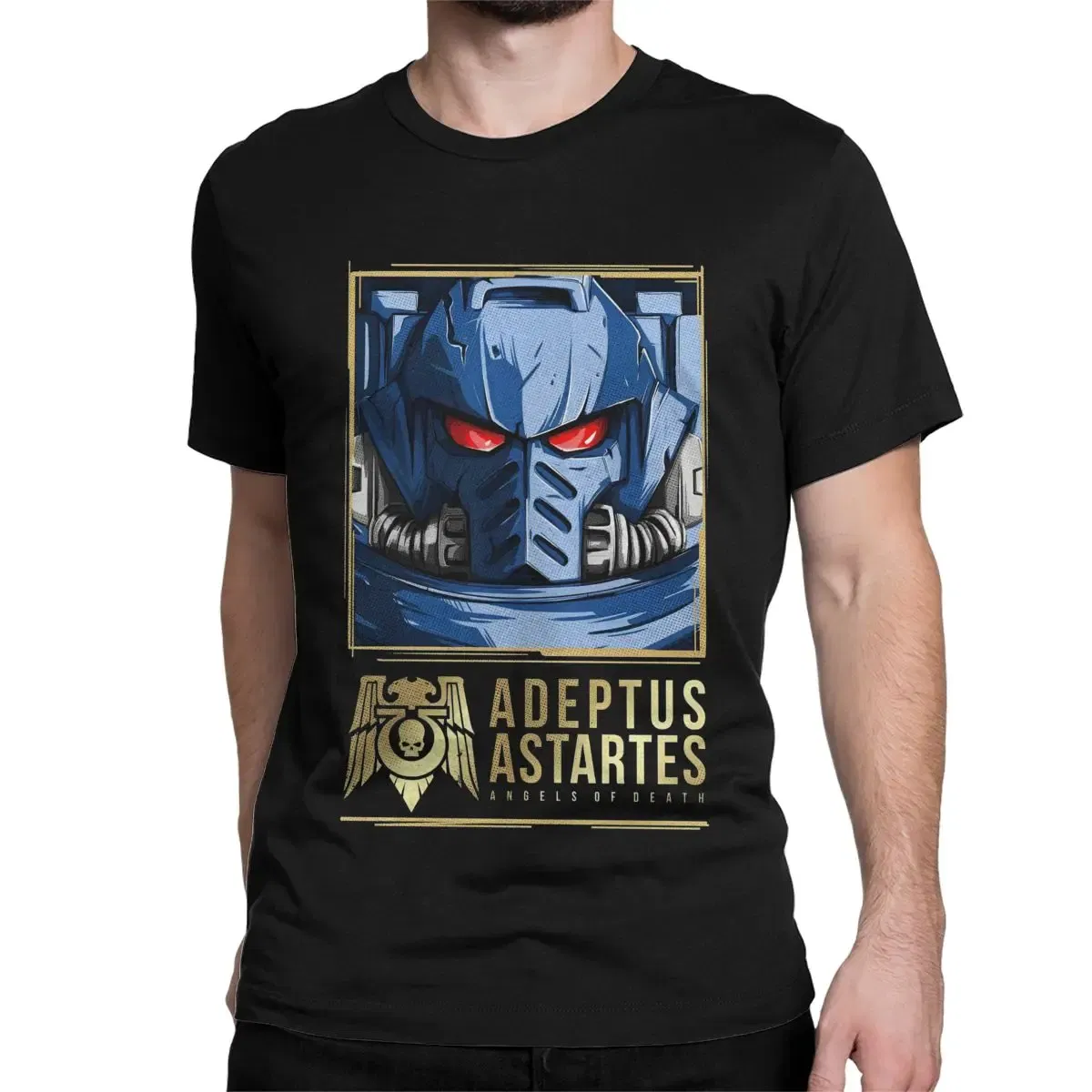 Color: Blue, Size: 6XL - Awesome Adeptus Astartes T-Shirt Men Women's O Neck Pure Cotton T Shirts W-Warhammer 40k Short Sleeve Tee Shirt 6XL Tops