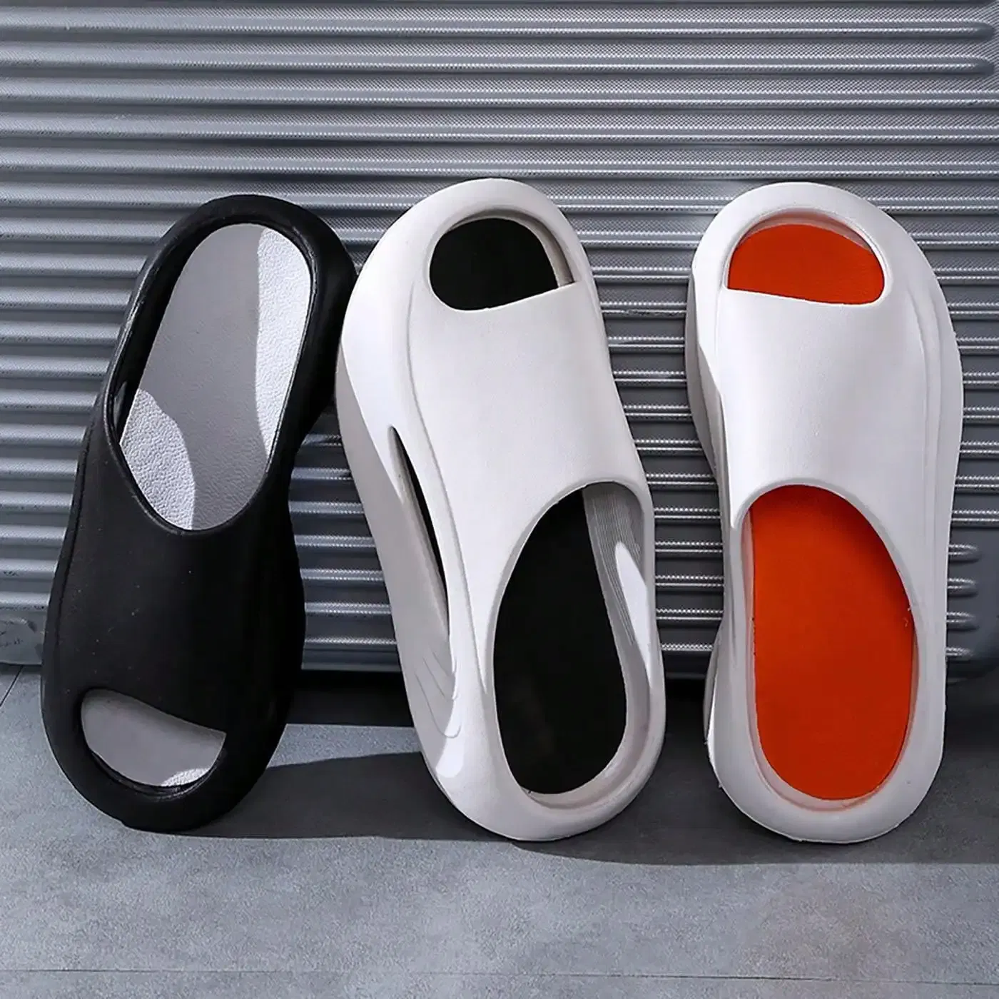 Color: WHITE, Shoe Size: 42 - Summer Slippers for Men and Women Thick Bottom Eva Step on the Poop Feeling Outside Wear Non-slip Casual Bathroom Slippers