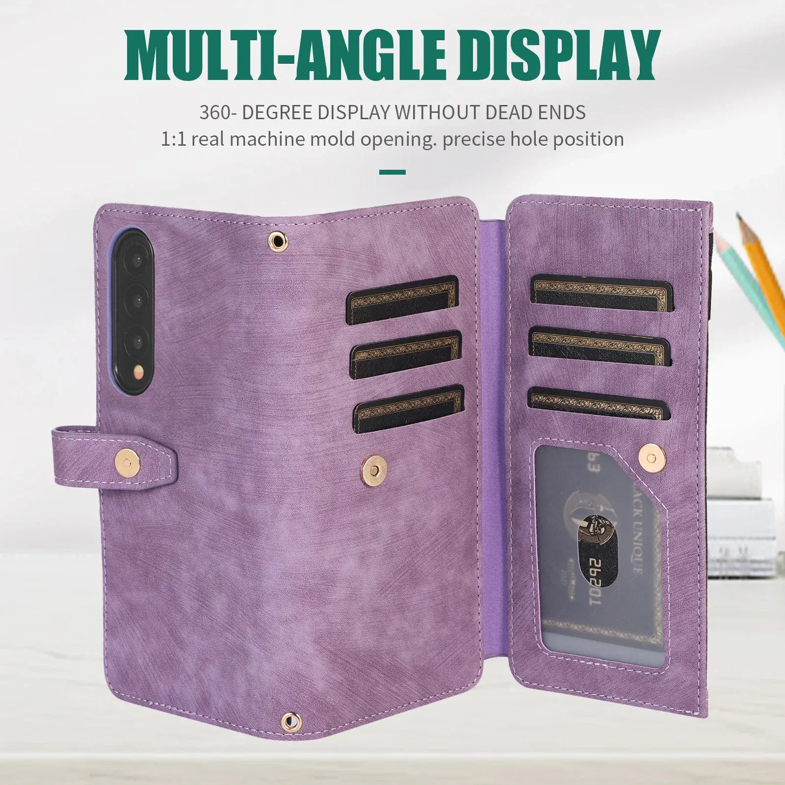 Color: Beige, Material: aluminum - Crossbody Wallet Phone Case for Samsung Galaxy Z Fold 6 5 4 3 Fold5 Fold4 Fold6 5G Card Holder Stand Lanyard Flip Leather Cover