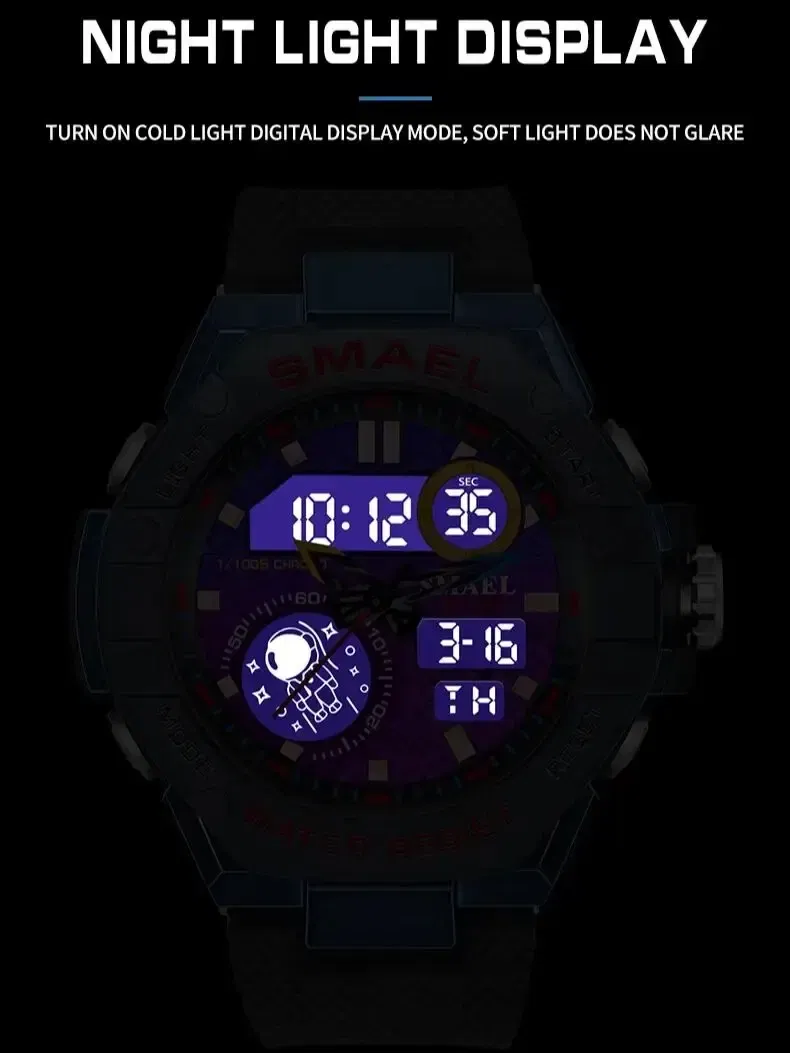Color: Red - Sports Watch Men Waterproof Watches SMAEL Fashion Brand Digital Quartz Clock Stopwatch 8068 Military Army Quartz Wristwatches