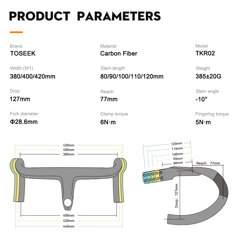Color: Light Grey - TOSEEK Carbon Handlebar Road Carbon handlebar Drop bar T800 Carbon Integrated Handlebar Di2 Bicycle Accessories Carbon Drop bar