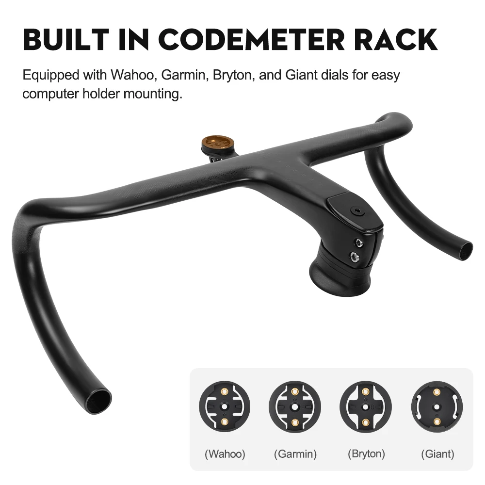 Color: Light Grey - TOSEEK Carbon Handlebar Road Carbon handlebar Drop bar T800 Carbon Integrated Handlebar Di2 Bicycle Accessories Carbon Drop bar