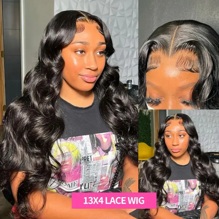 Color: #1, Ships From: CHINA, Stretched Length: 18inches, Density: 150% - 13x6 13x4 Body Wave Glueless Wig HD Transparent Lace Front Wig Human Hair Pre Plucked Brazilian 4x4 Lace Closure Wigs For Women