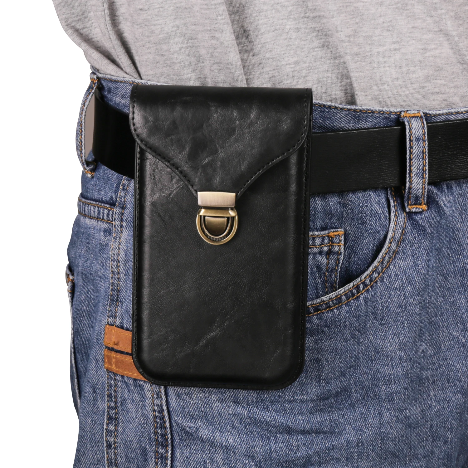 Color: Beige, Material: aluminum - Leather Phone Belt Clip Case Holder For iPhone 16 15 Plus 14 13 12 11 Pro XS Max Redmi Note 10 Men Waist Bag Holster Pouch Cover