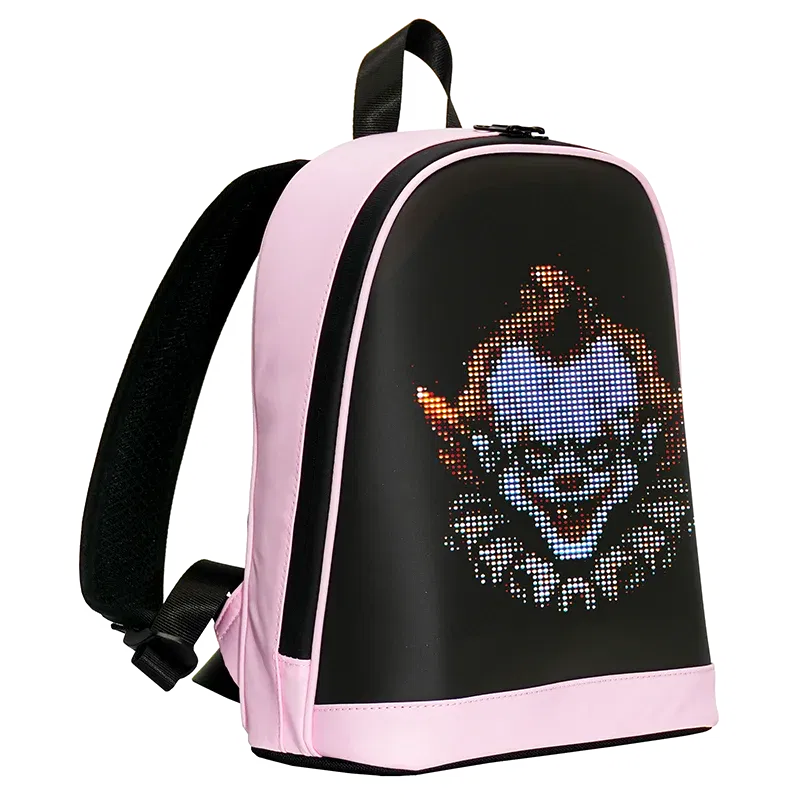 Color: Pink - School Backpack Led Screen Cell Phone Programming DIY Pattern Lightweight Hard Case  Women Travel Backpack College Backpacks