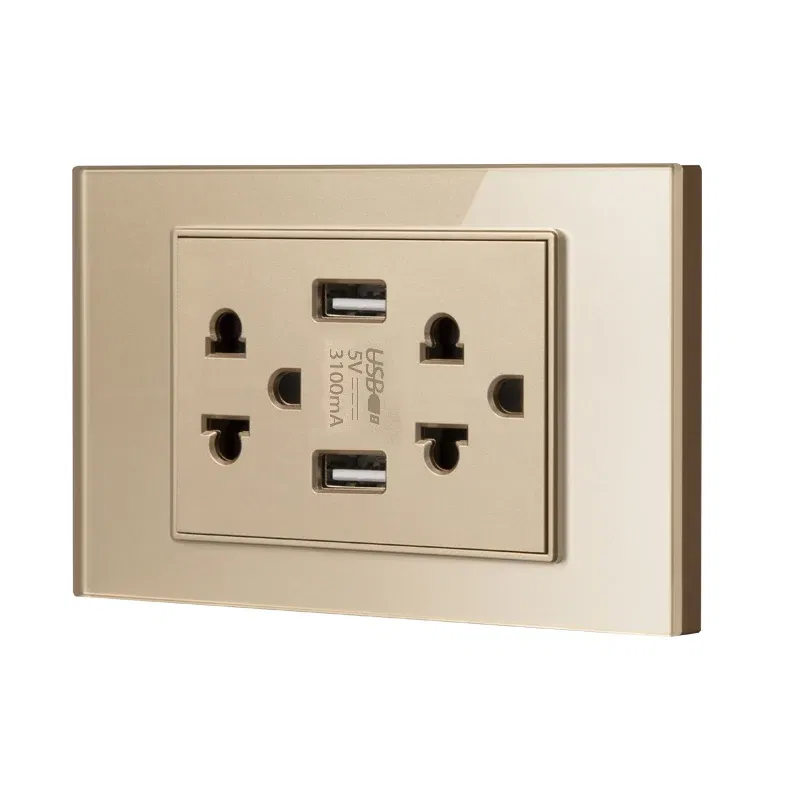 110-250V Herepow 118 Series Thailand American Standard Dual USB Wall Socket Smart Home Appliance Plug Adapter Type-c 3.1A Fast Charging