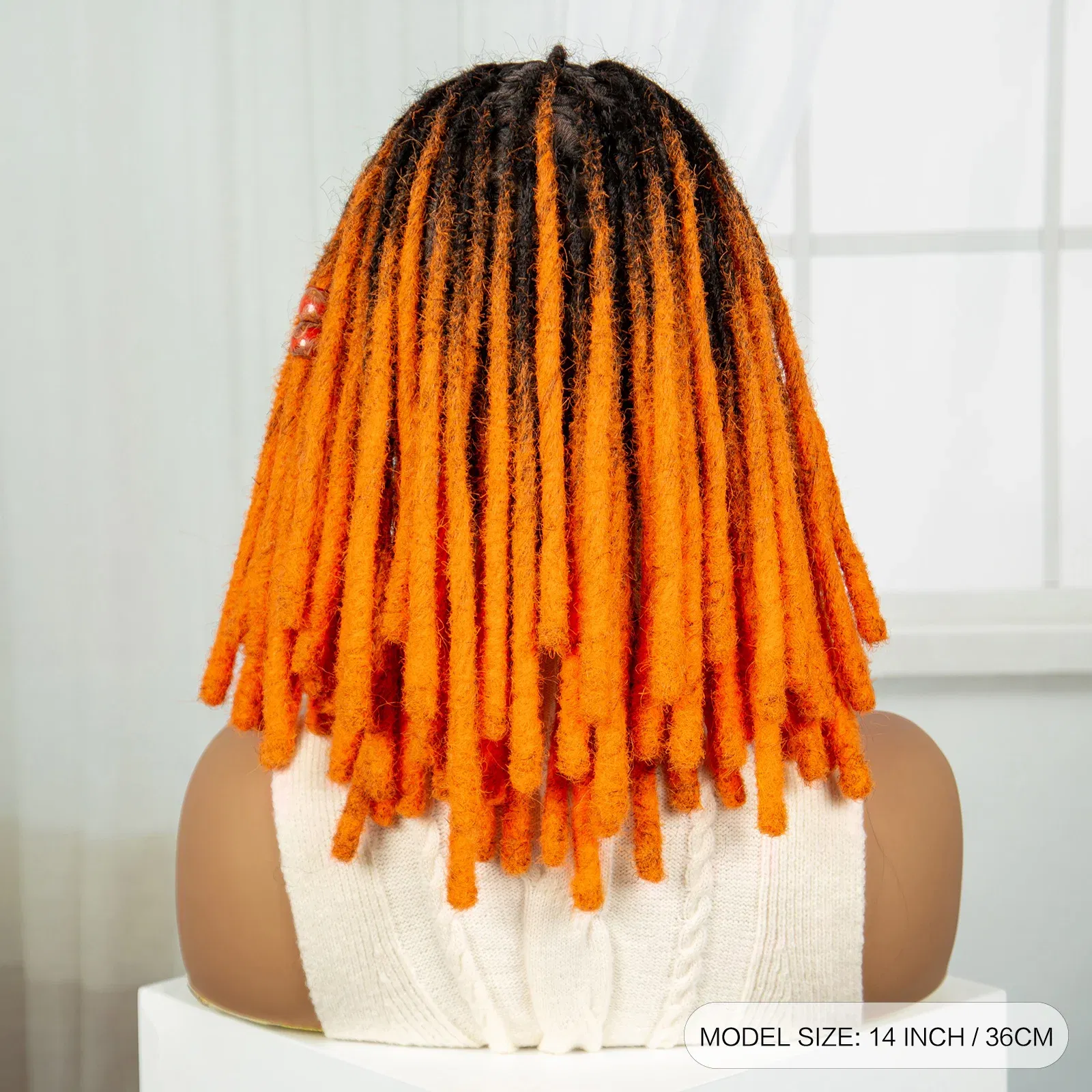 Orange Color Faux Locs Braided Wigs Synthetic Full Lace Knotless  Braided Lace Wig for Women Dreadlock Braids Wig with Baby Hair