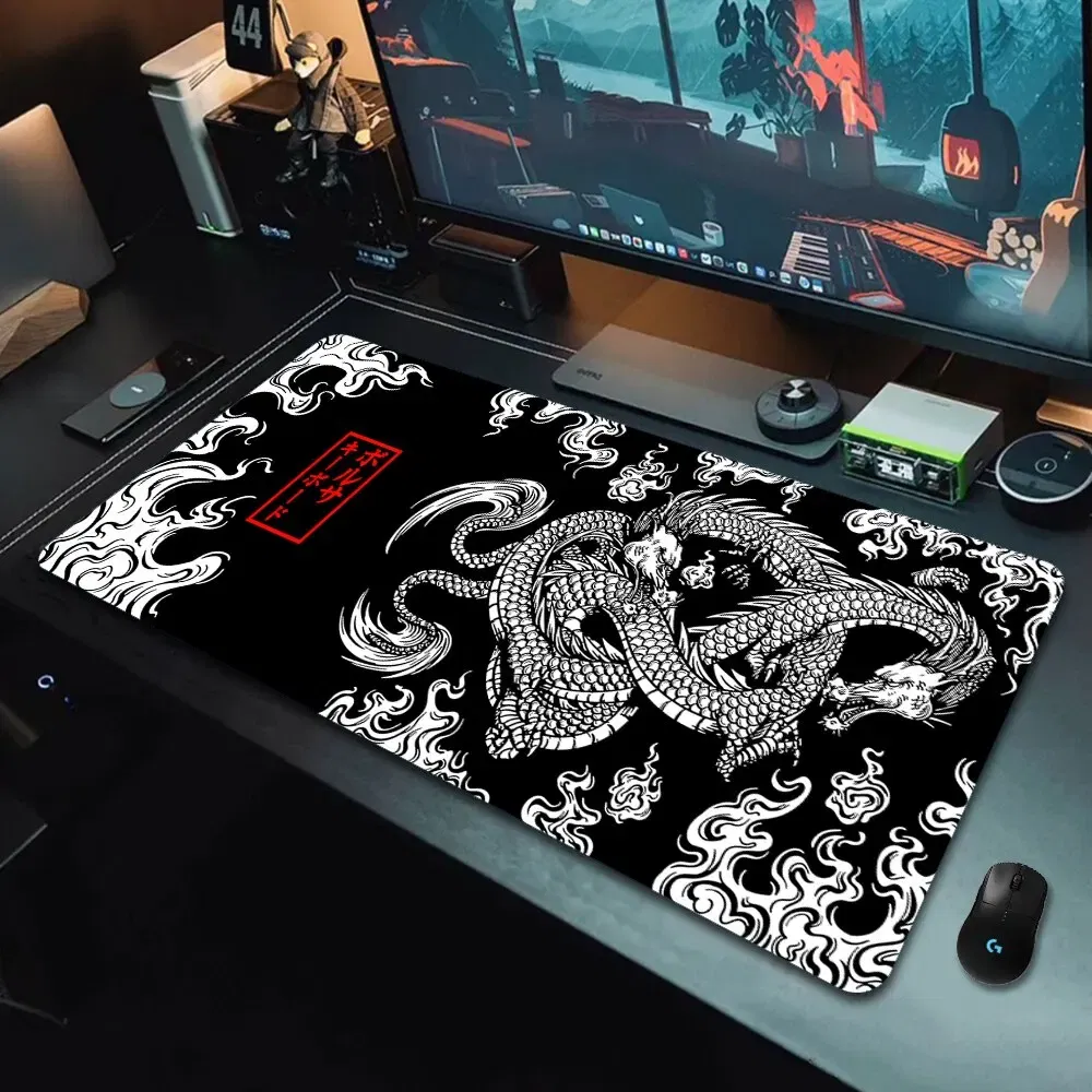 Size: XXL, Color: BROWN - Japanese Dragon Large Gaming Mousepad XXL Keyboard Gamer Mouse Pad on The Table Speed Desk Mat Anime 900x400 700X300 Mouse Mats