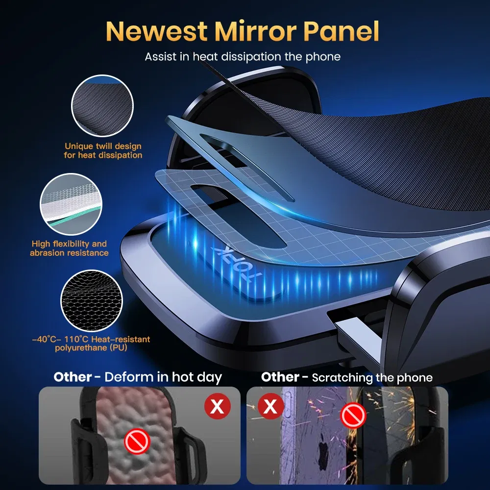 Color: black - TOPK Car Phone Holder 4 in 1 Super Stable Car Phone Mount for Car Dashboard/Windscreen/Air Vent Compatible with All Mobile Phone