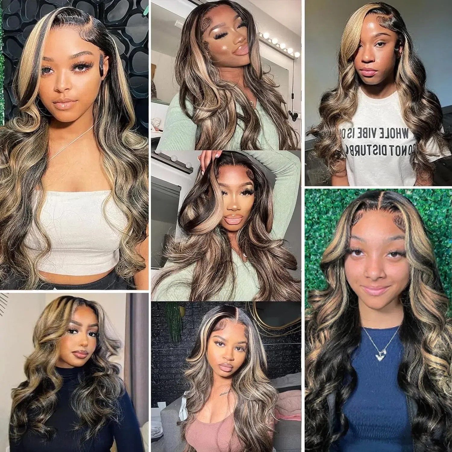 Hair Color: #6, Stretched Length: 24inches, Density: 180% - Highlight Blonde #1B/27 13X4 Lace Front Wigs Boday Wave Human Hair Transparent Lace Frontal Wigs Pre Plucked For Salon Quality
