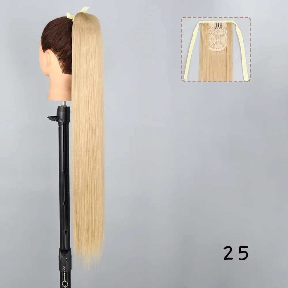 Color: #14, Stretched Length: 22inches - AZQUEEN Straight Synthetic Hairpiece With Ponytail 85cm Super Long Wrap Around Clip In Hair Extensions Pony Tail For Daily Wear
