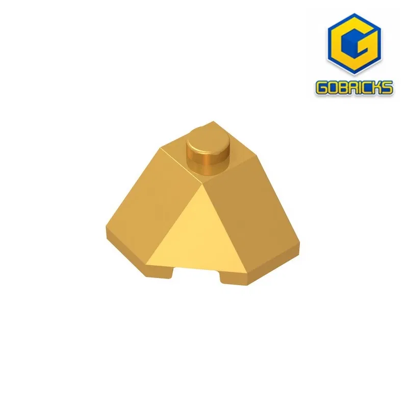 Color: Brown - Gobricks GDS-802 ROOF TILE 2X2X1 45 DEGR.-BOT.45DEGR. compatible with lego 13548 children's DIY Educational Building Blocks Tech