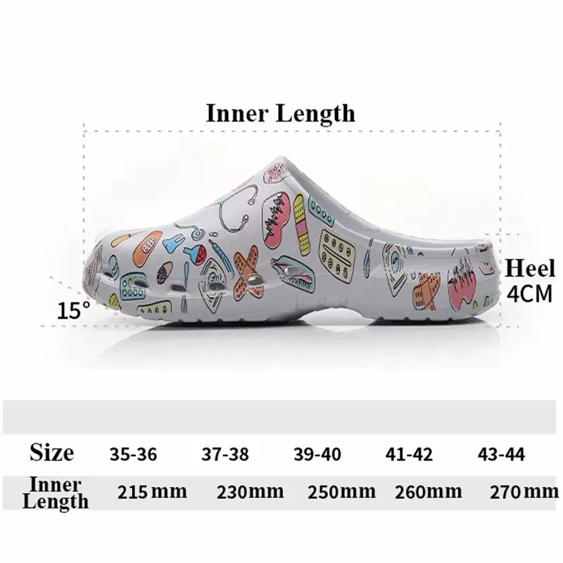 Color: Straw, Shoe Size: 41-42 - Medical print Nurse Clogs EVA Surgical Slippers Lightweight Non-slip Doctor Scrub Clogs Dental Pet Clinic Nursing Clogs Y07-1