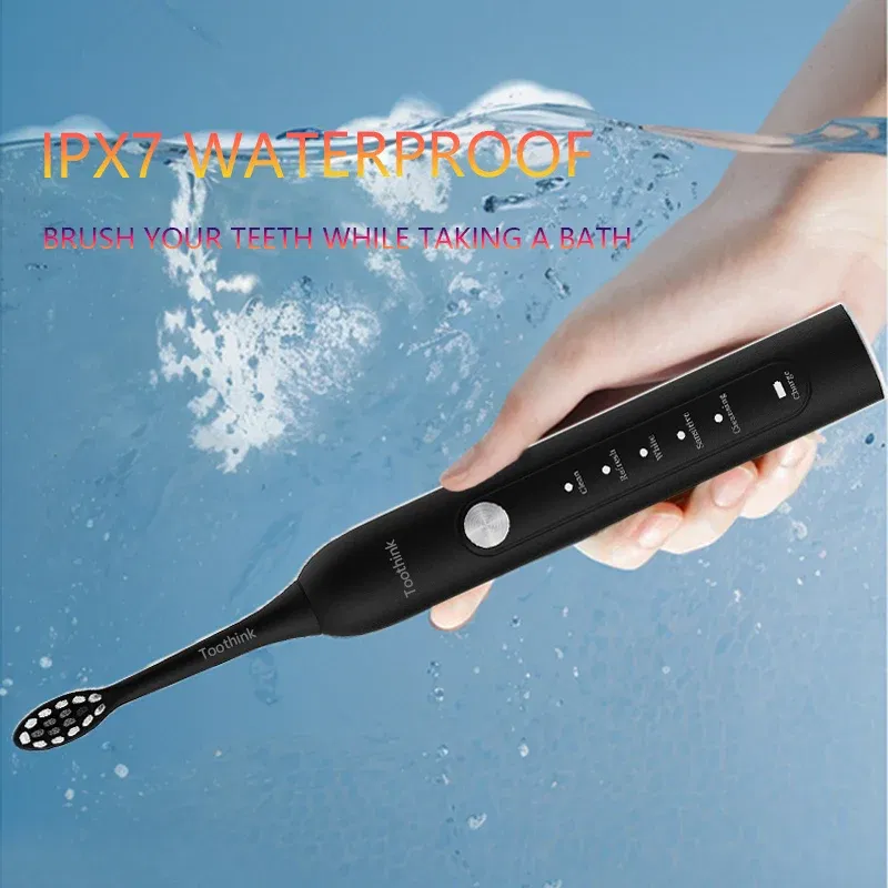 Color: Ivory - Toothink Electric Toothbrush Smart Timing Tooth Brush Rechargeable Teeth Clean Whitening Sonic Toothbrush With Replacement Head