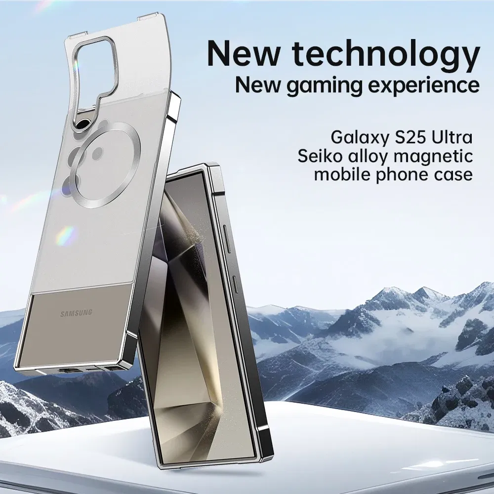 Color: SKY BLUE, Compatibility by Model: Galaxy S24 Ultra - Push Pull Matte PC Hard Shockproof Case For Samsung Galaxy S25 S24 Ultra Magnetic Wireless Charging Bumper Back Cover