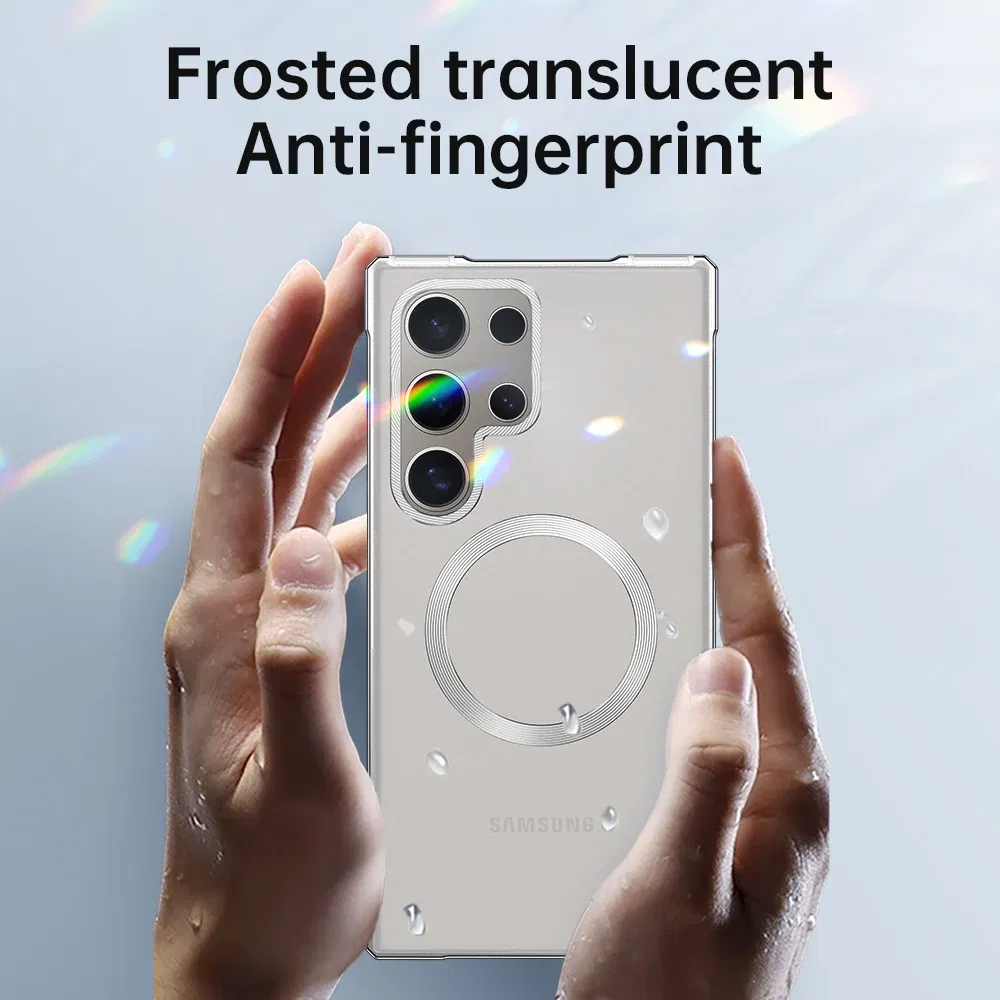 Color: SKY BLUE, Compatibility by Model: Galaxy S24 Ultra - Push Pull Matte PC Hard Shockproof Case For Samsung Galaxy S25 S24 Ultra Magnetic Wireless Charging Bumper Back Cover