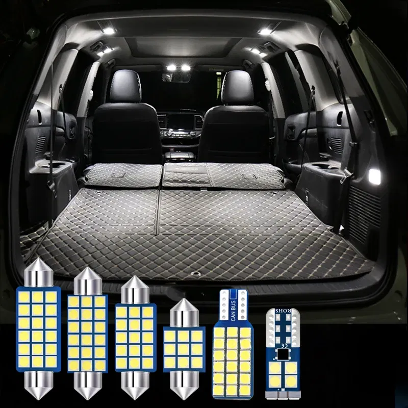 Color Name: WHITE - 6pcs Car LED Bulbs Interior Dome Light For Jeep Grand Cherokee WK2 2011 2012 2013 2014 2015 2016 2017 2018 2019 2020 Accessories
