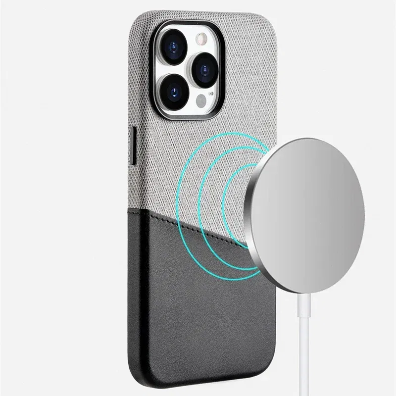 Color: Clear, Material: PU - Card Holder MagSafe Leather Phone Case For iPhone 14 16 Pro Max 13 15 Pro 12 Pocket Wireless Charging Alloy Lens Hit Color Cover